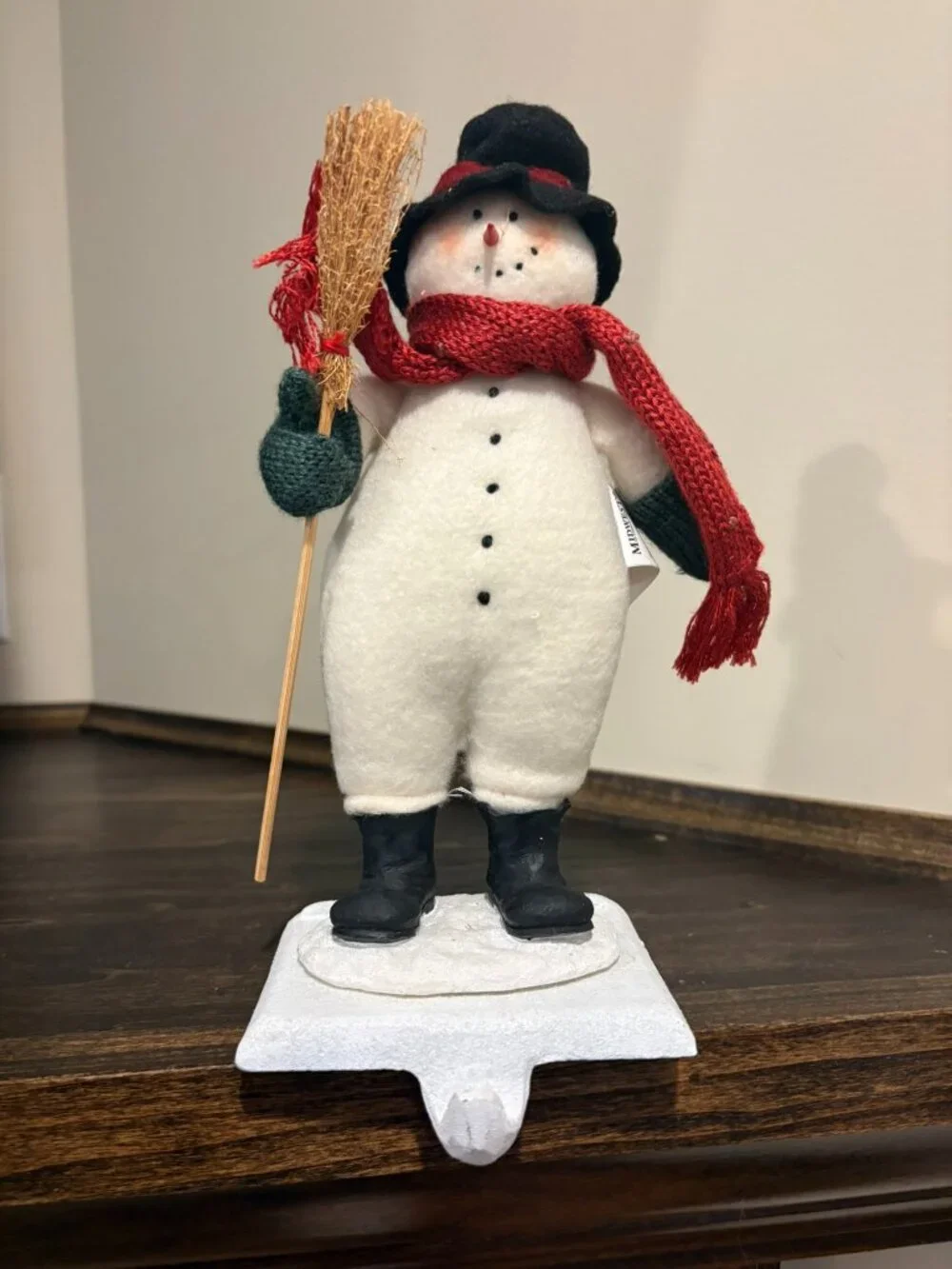 Midwest of Cannon Falls, Cute soft snowman on a cast iron stocking holder base